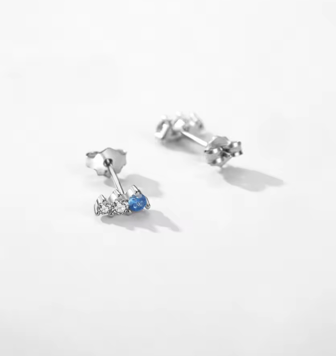 Сребърни обеци с цирконий "Blue magic" - Image 3