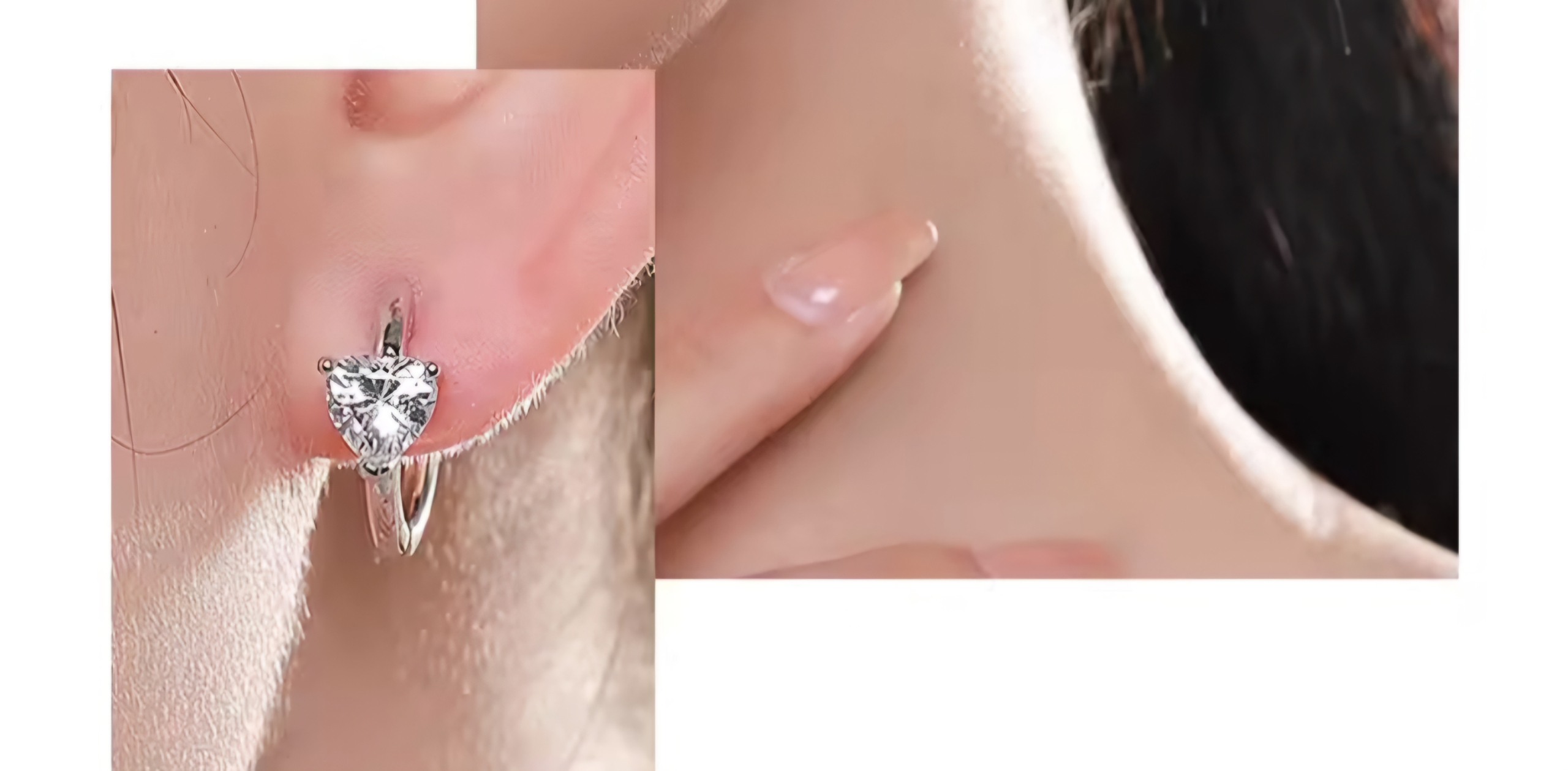 Сребърни обеци с цирконий "Кристално сърце" - Image 3