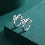 Сребърни обеци с цирконий "Кристално сърце"