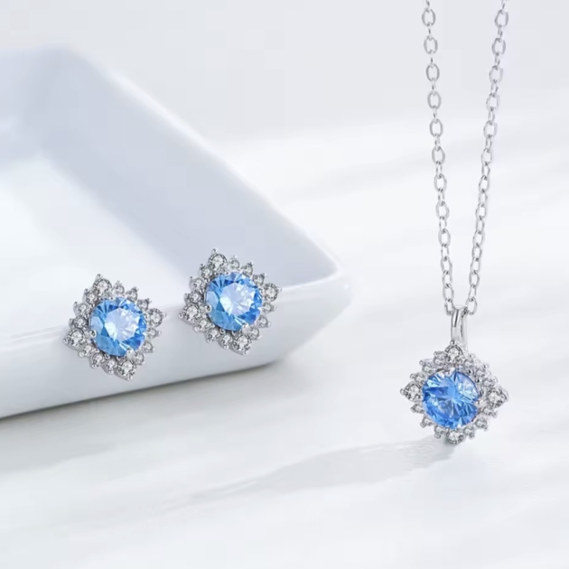 Сребърен комплект с цирконий "Леден кръг"