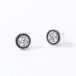 Сребърни обеци с цирконий "Полунощен блясък"