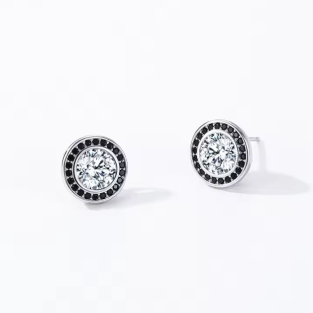 Сребърни обеци с цирконий "Полунощен блясък"