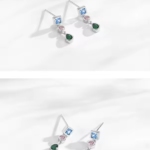 Сребърни обеци с цирконий "Пъстър нюанс"