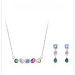 Сребърен комплект с цирконий "Цветна магия"