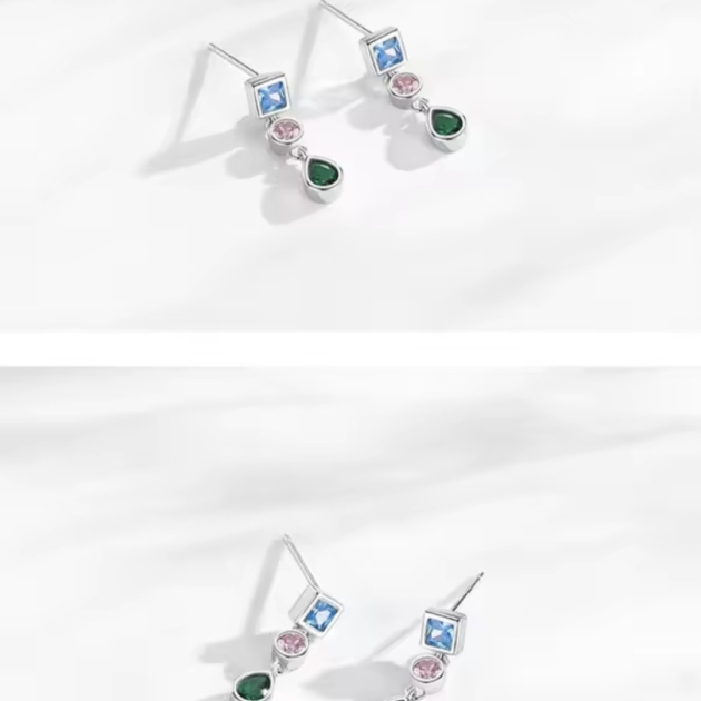 Сребърни обеци с цирконий "Пъстър нюанс"