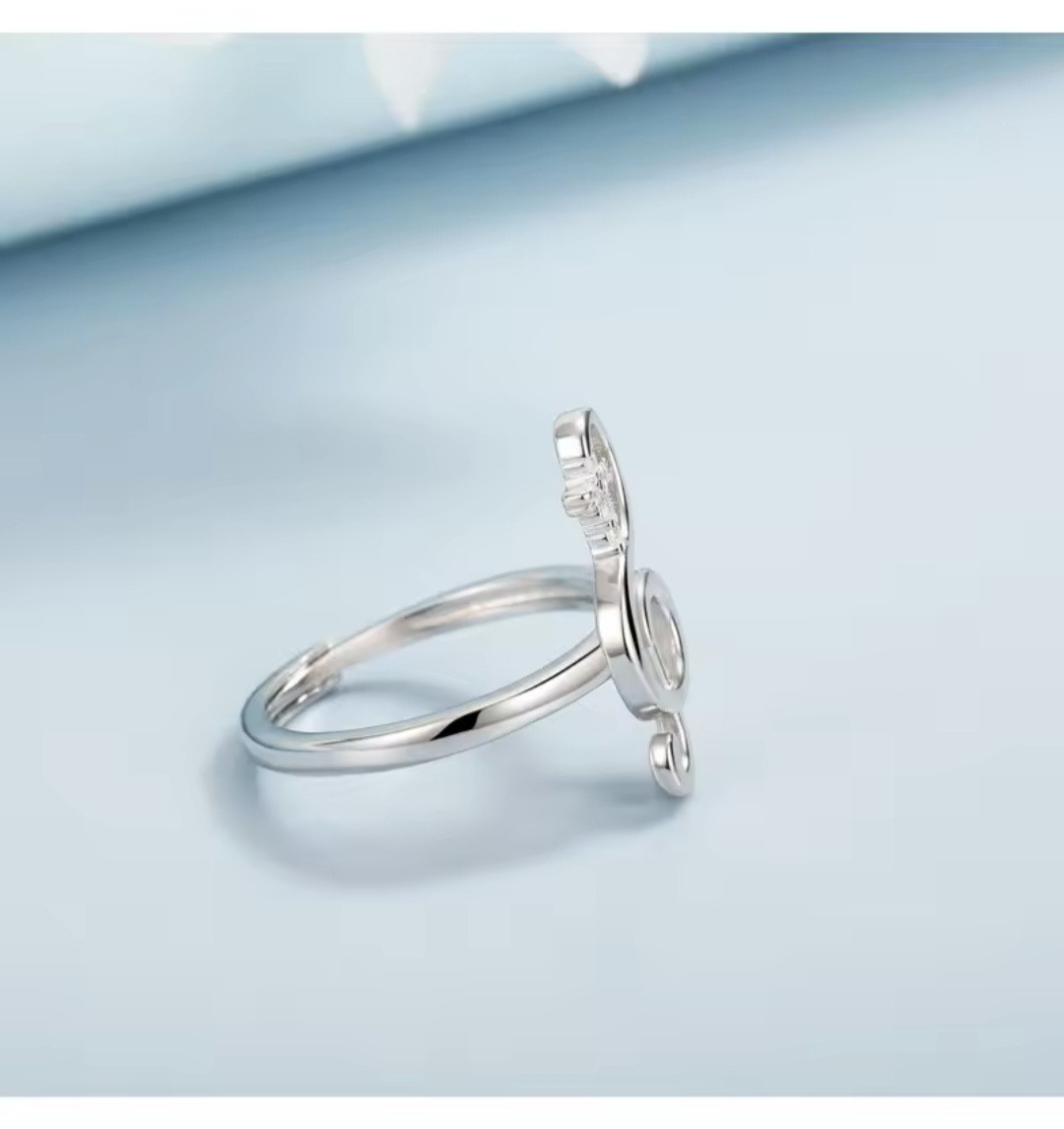 Сребърен пръстен с цирконий "Golden Treble" - Image 4