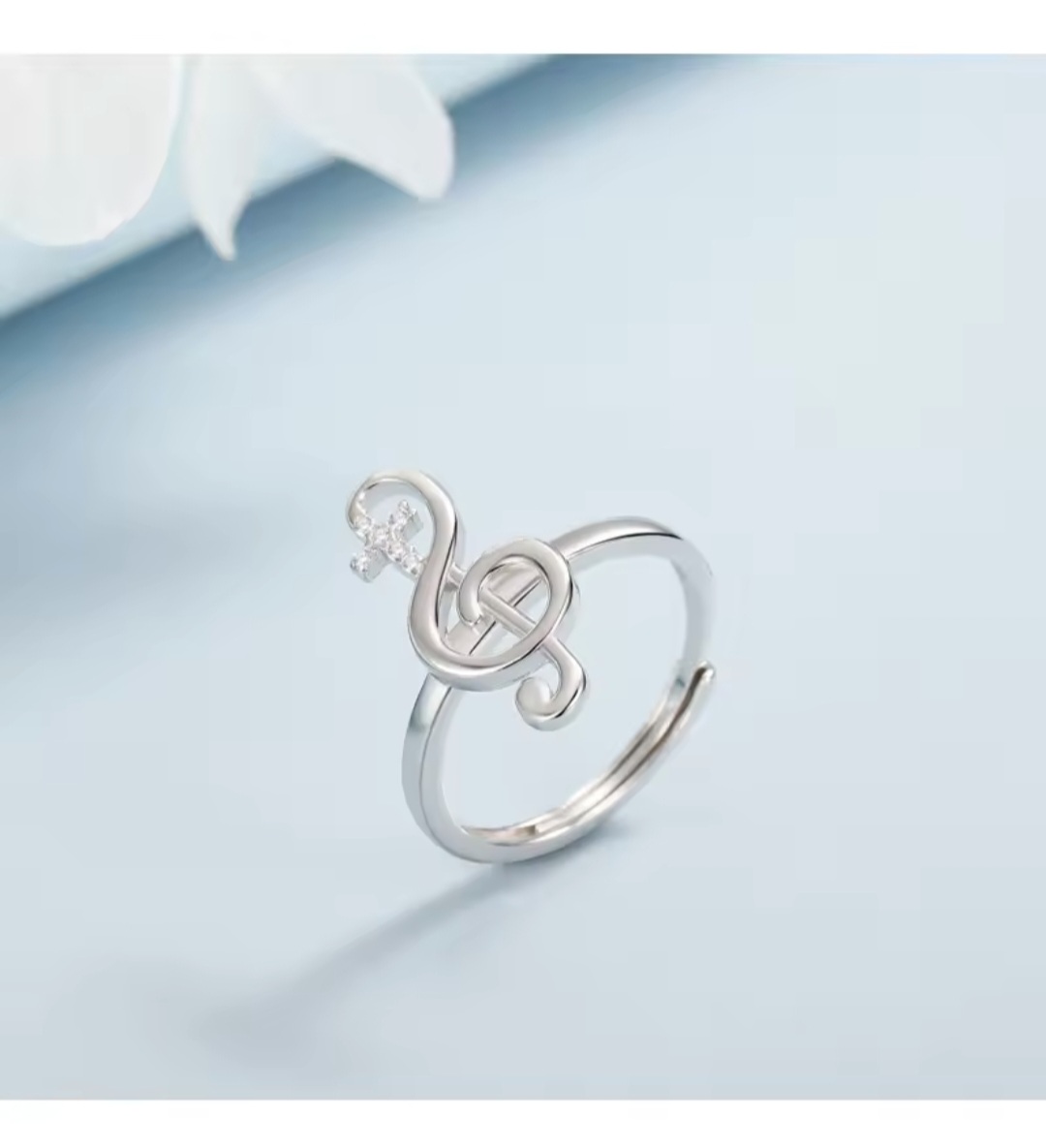 Сребърен пръстен с цирконий "Golden Treble" - Image 3