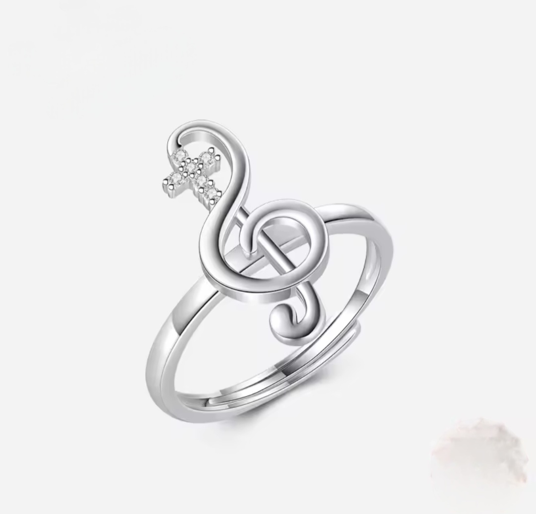 Сребърен пръстен с цирконий "Golden Treble" - Image 5