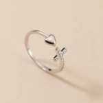 Сребърен пръстен с цирконий "Love cross"