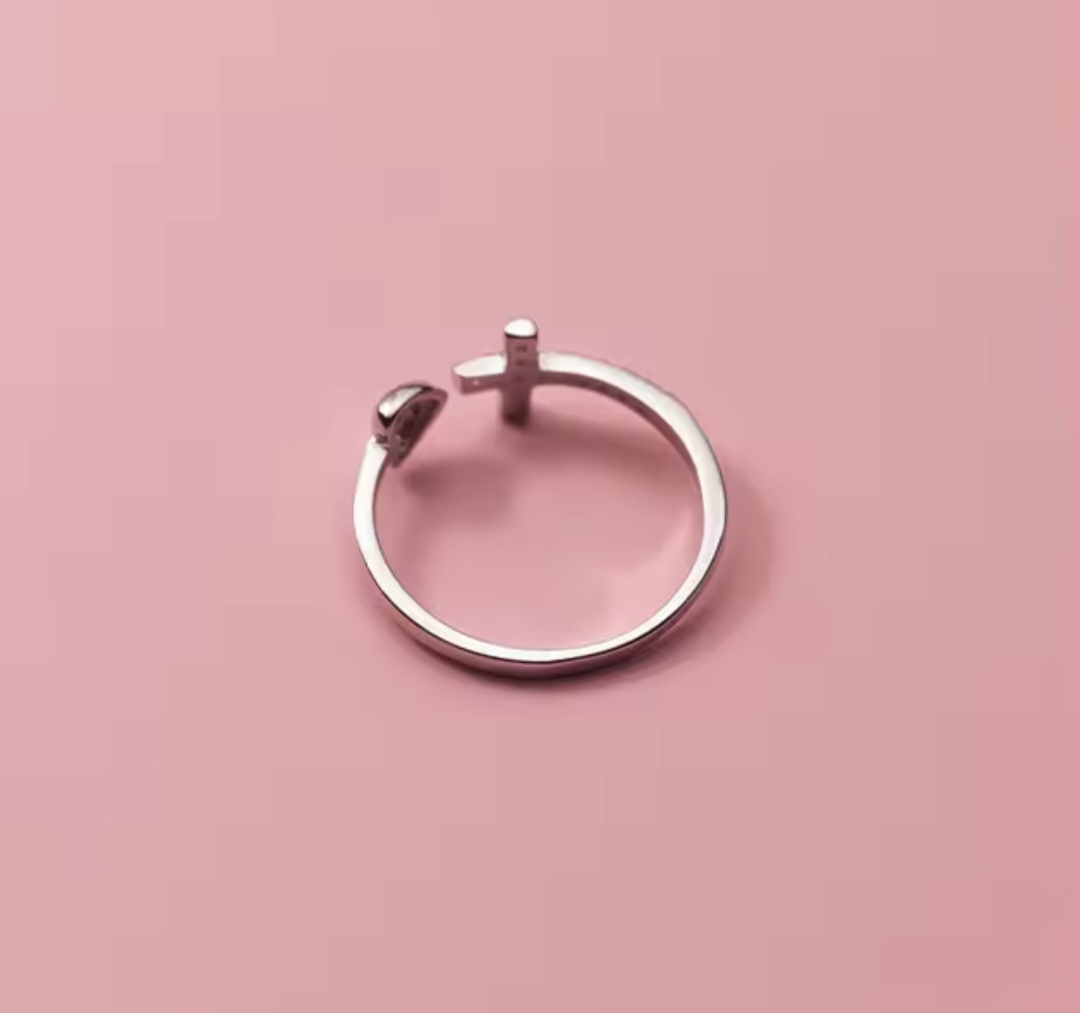 Сребърен пръстен с цирконий "Love cross" - Image 5