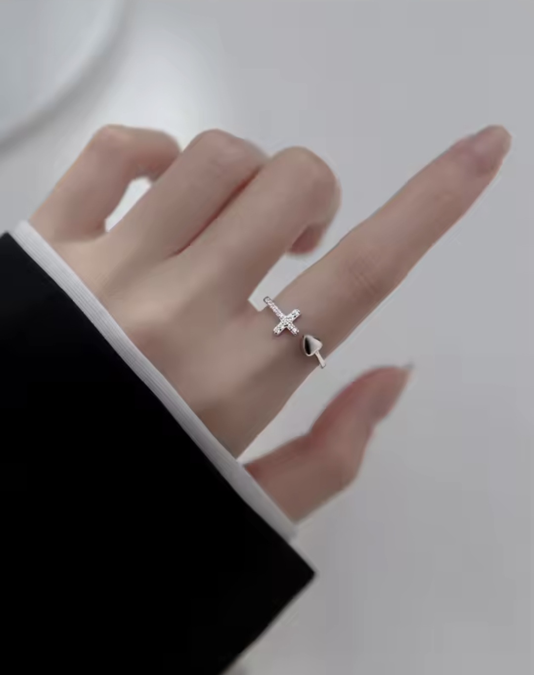 Сребърен пръстен с цирконий "Love cross" - Image 2