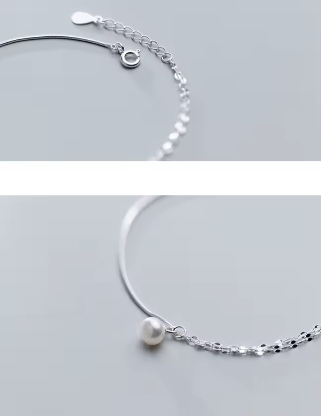 Сребърна гривна за крак "Perla Doppia" - Image 5