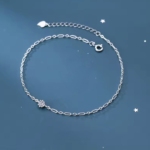 Сребърна гривна за крак с цирконий "Linea"