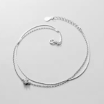 Сребърна гривна за крак с цирконий "Twinkle Step"