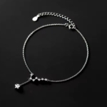 Сребърна гривна за крак с цирконий "Съзвездие"
