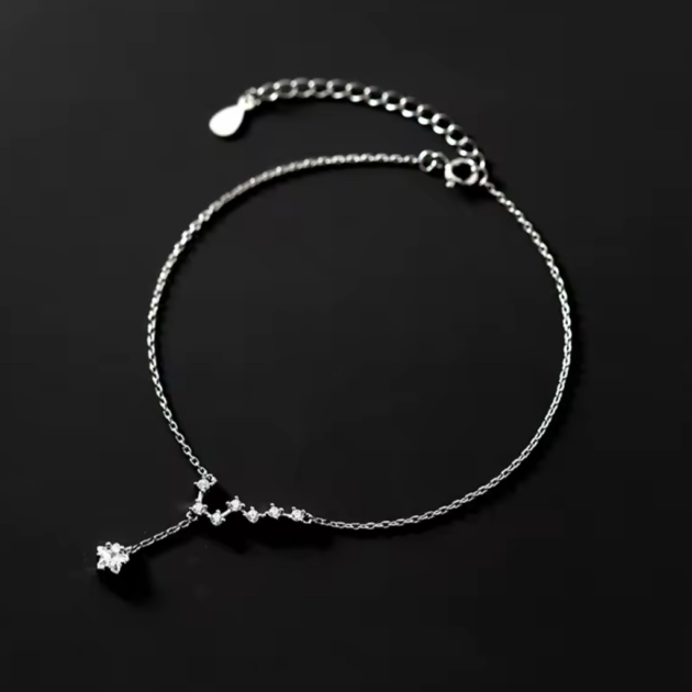Сребърна гривна за крак с цирконий "Съзвездие"