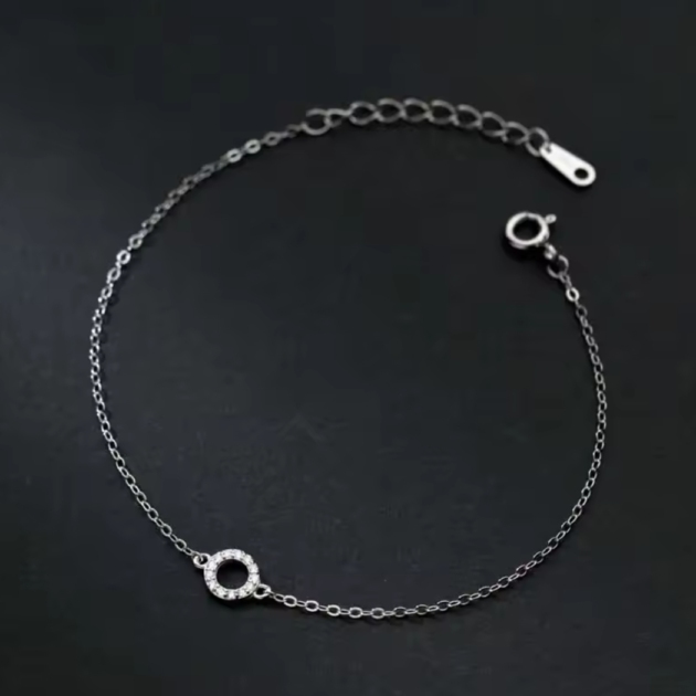 Сребърна гривна с цирконий "Circle"