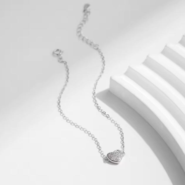Сребърна гривна с цирконий "Cuore per te"