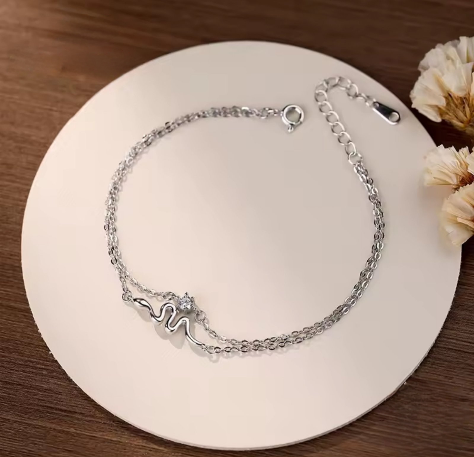Сребърна гривна с цирконий "Serpentina"