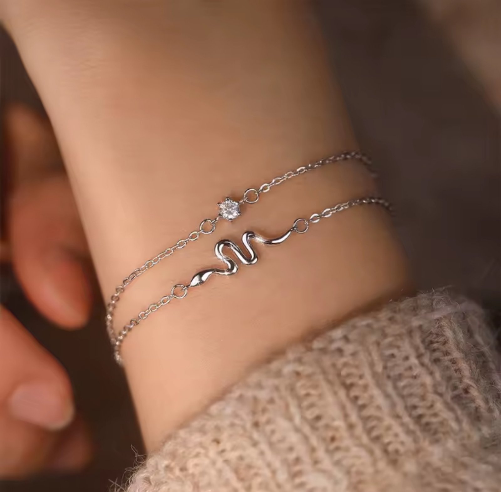 Сребърна гривна с цирконий "Serpentina" - Image 2