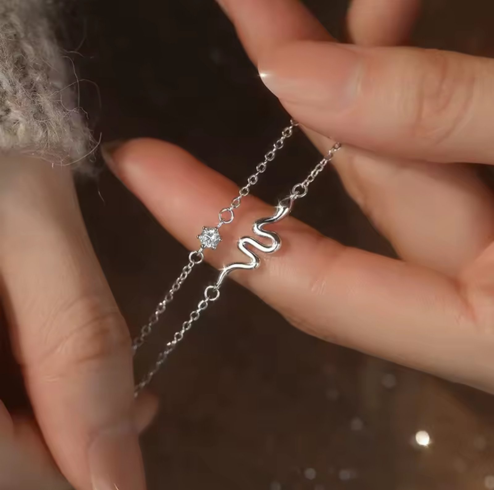 Сребърна гривна с цирконий "Serpentina" - Image 4