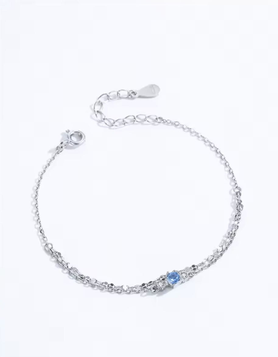 Сребърна гривна с цирконий "Синя Вселена" - Image 5