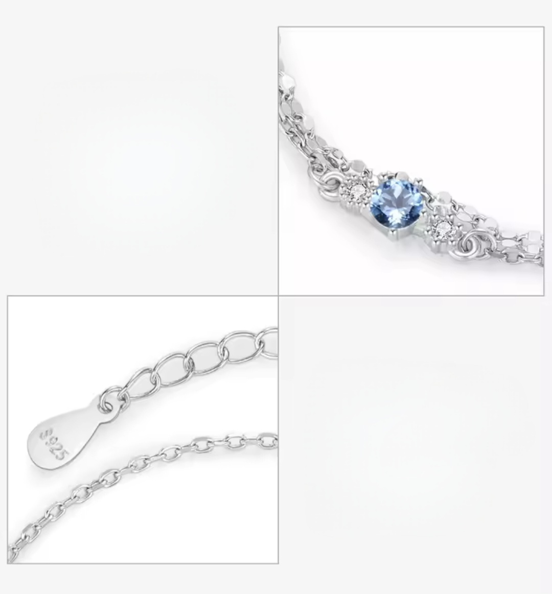 Сребърна гривна с цирконий "Синя Вселена" - Image 4