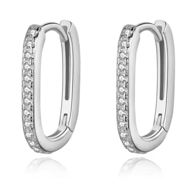 Сребърни обеци с цирконий "Brillo Rectangular"