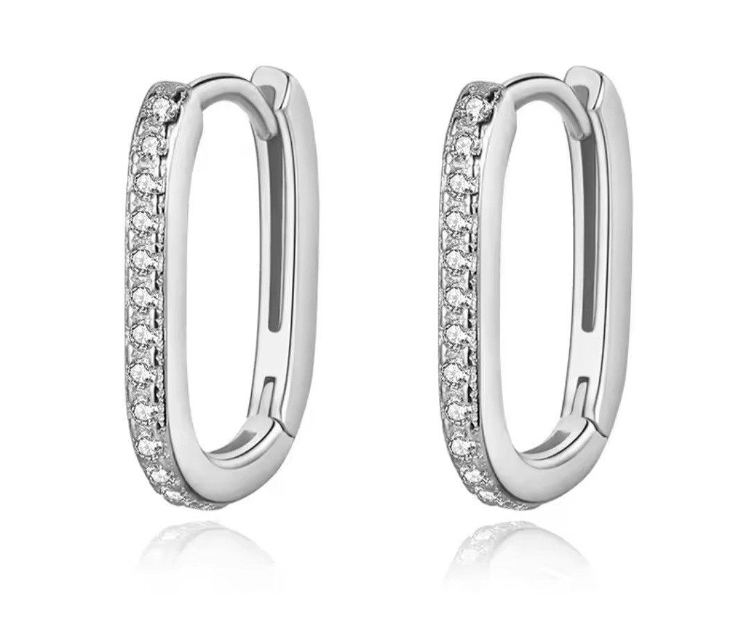 Сребърни обеци с цирконий "Brillo Rectangular"