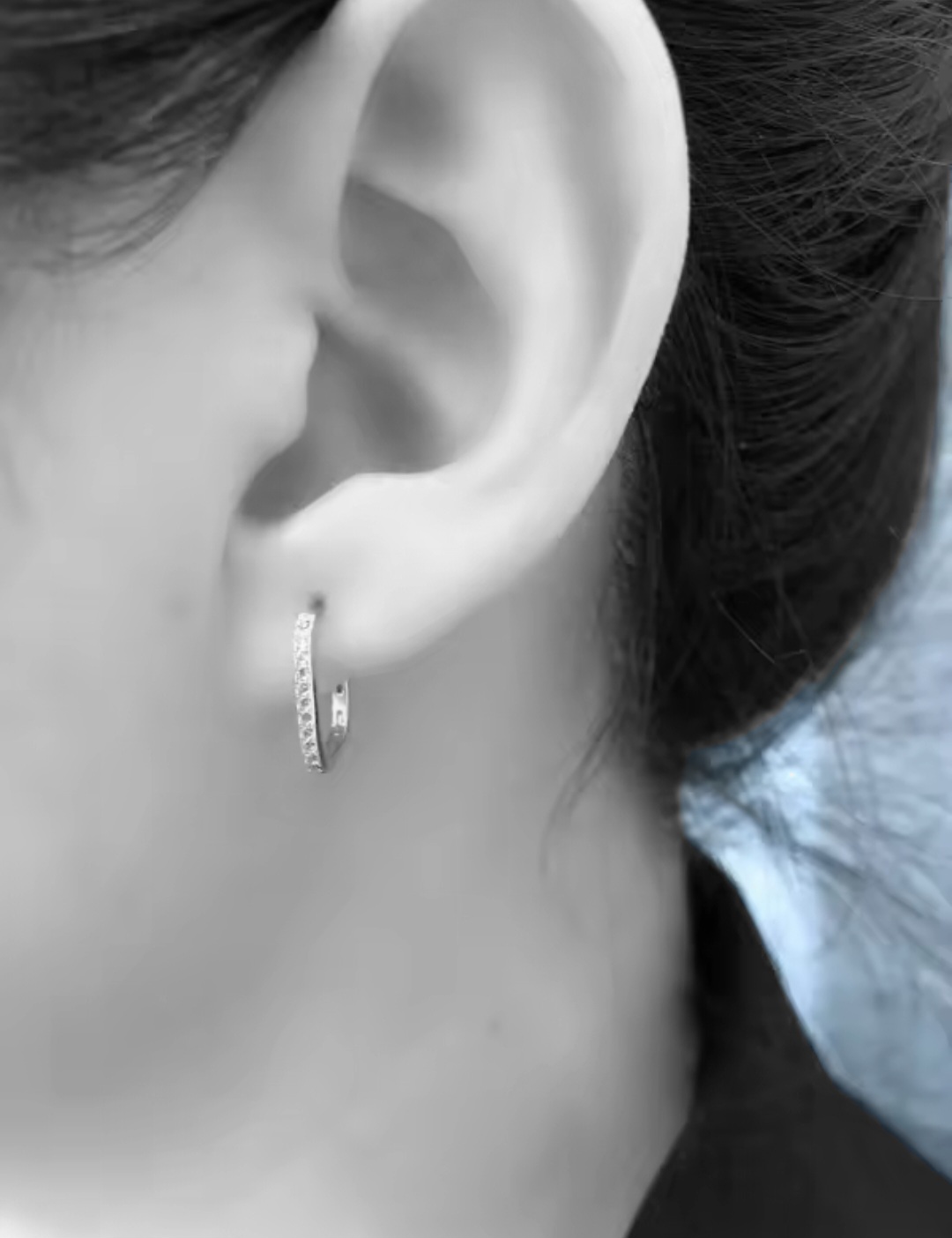 Сребърни обеци с цирконий "Brillo Rectangular" - Image 6