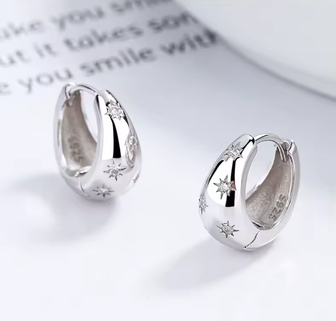 Сребърни обеци с цирконий "Elysian Hoops"