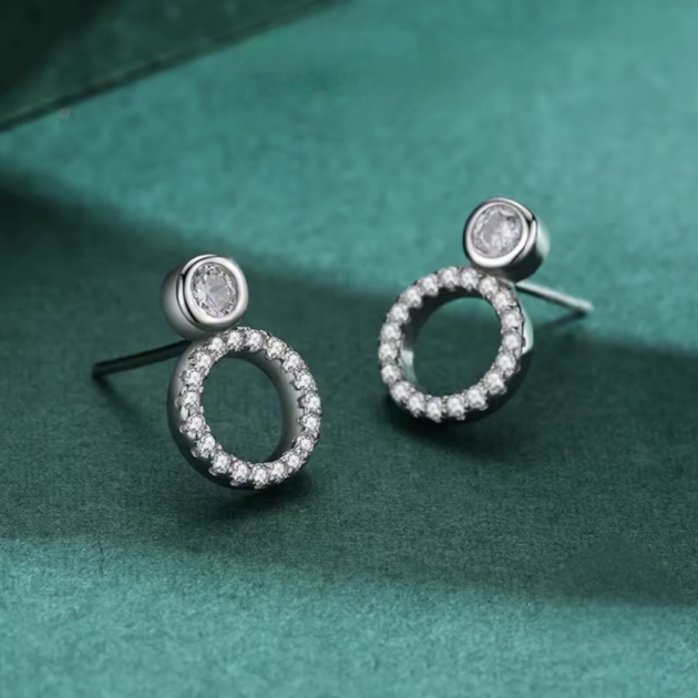 Сребърни обеци с цирконий "Halo Shine"