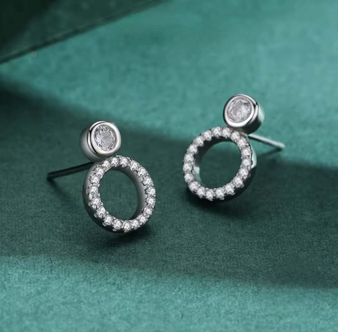 Сребърни обеци с цирконий "Halo Shine"