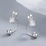 Сребърни обеци с цирконий "Sweet rabbit"