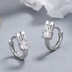 Сребърни обеци с цирконий "Luxury rabbit"