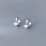 Сребърни обеци с цирконий "Двойна звезда"