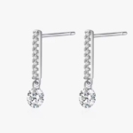 Сребърни обеци с цирконий "Капка стил"