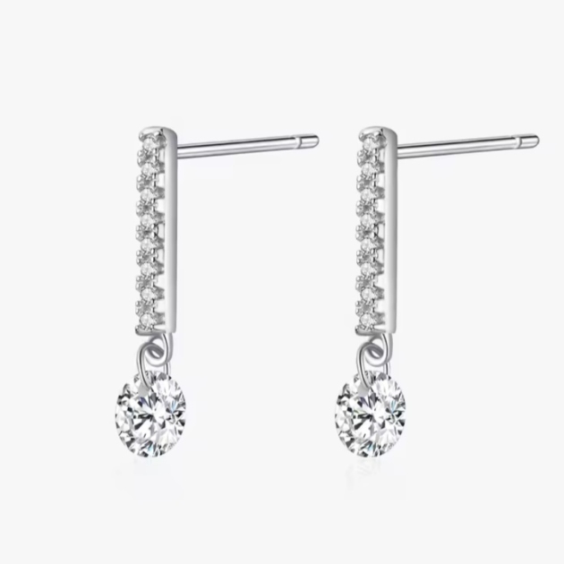 Сребърни обеци с цирконий "Капка стил"