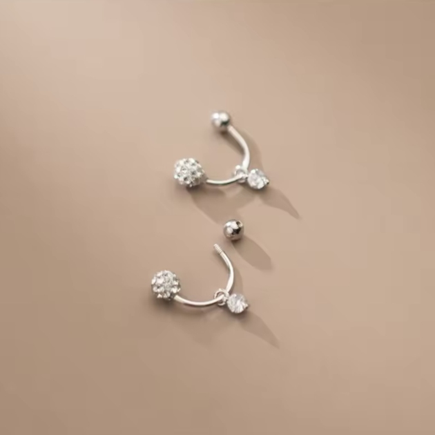 Сребърни обеци с цирконий "Космически блясък"