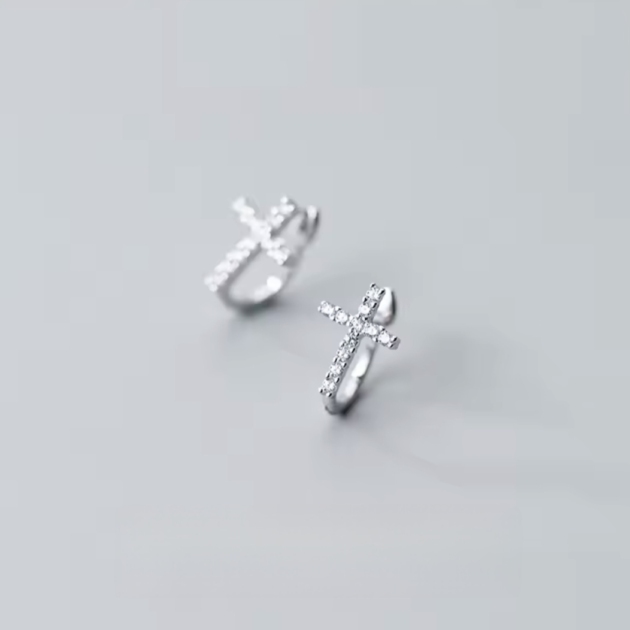 Сребърни обеци с цирконий "Малък обет"