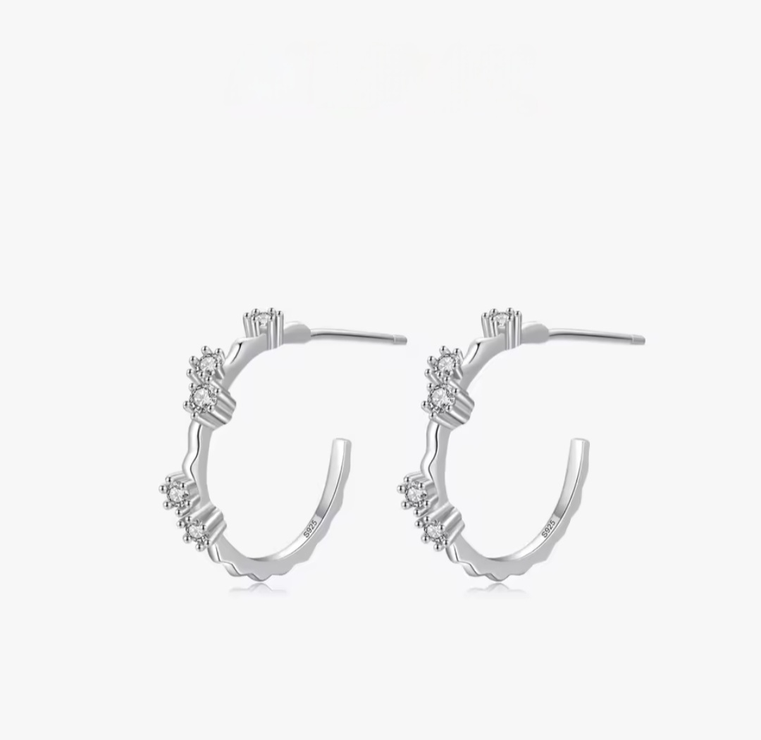 Сребърни обеци с цирконий "Мълчалива нежност" - Image 4