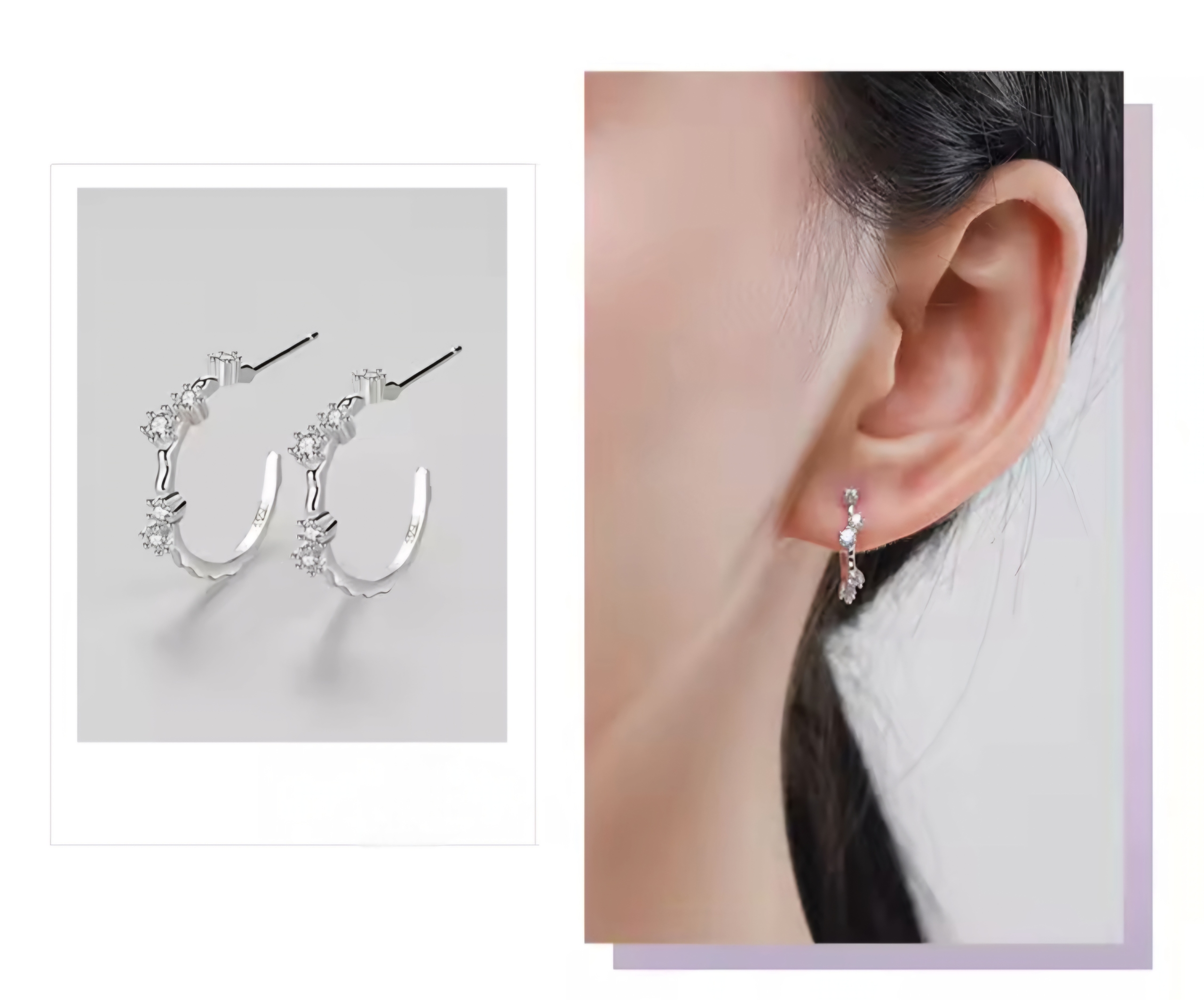 Сребърни обеци с цирконий "Мълчалива нежност" - Image 3