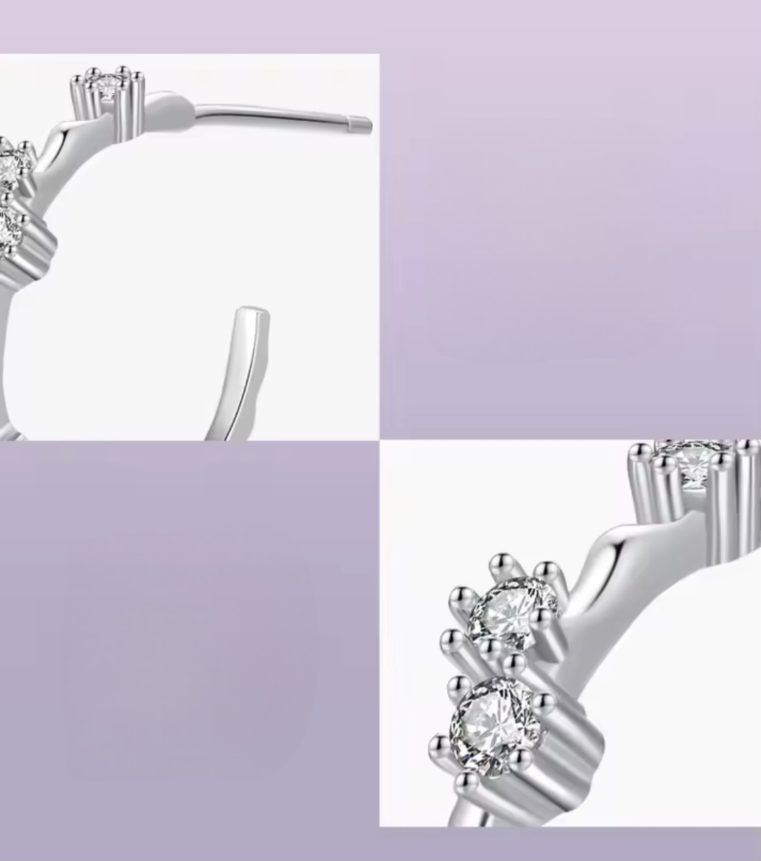 Сребърни обеци с цирконий "Мълчалива нежност" - Image 2