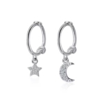 Сребърни обеци с цирконий "Нощно дуо"