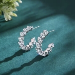 Сребърни обеци с цирконий "Следа от теб"