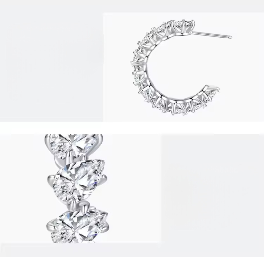 Сребърни обеци с цирконий "Следа от теб" - Image 3