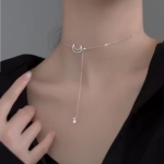 Сребърно колие "Moon and star"