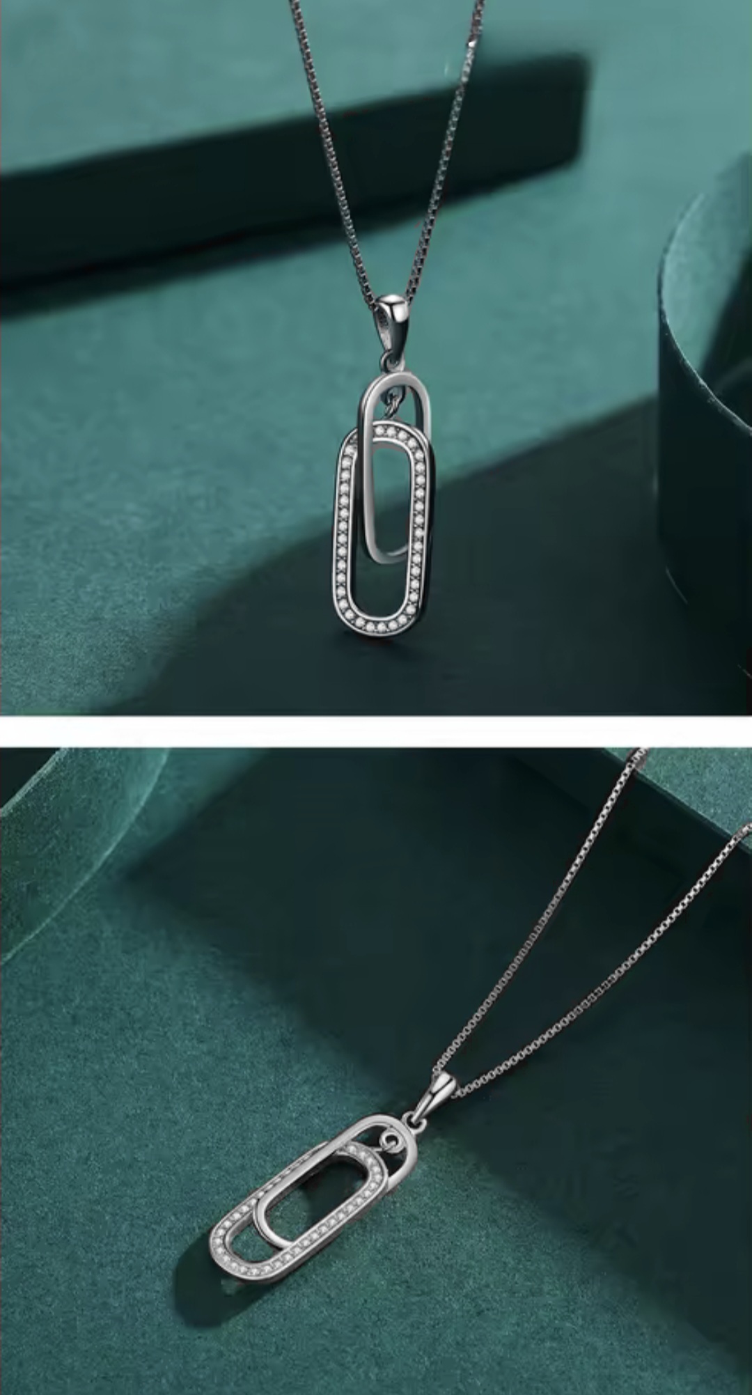 Сребърно колие с циркониий "Две души, едно сияние" - Image 3