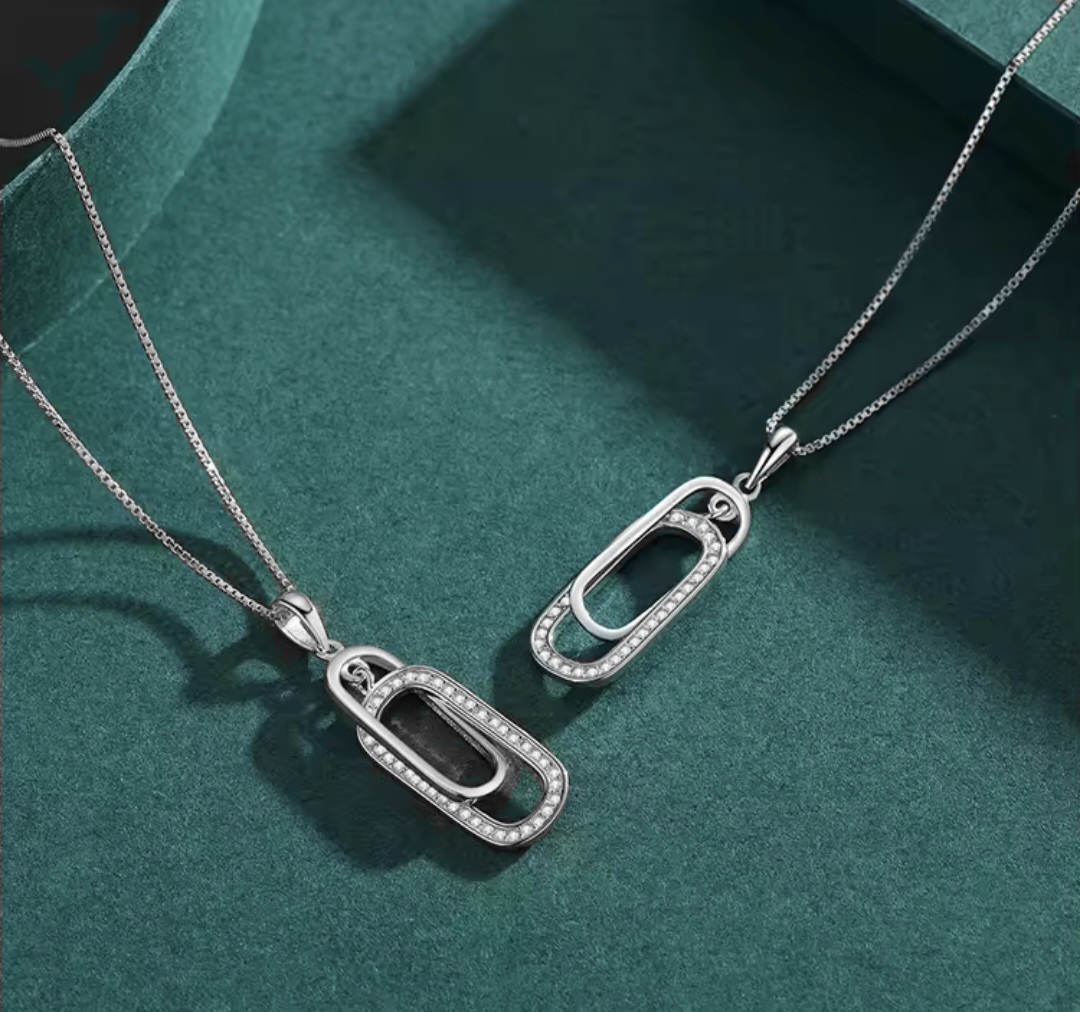 Сребърно колие с циркониий "Две души, едно сияние" - Image 2