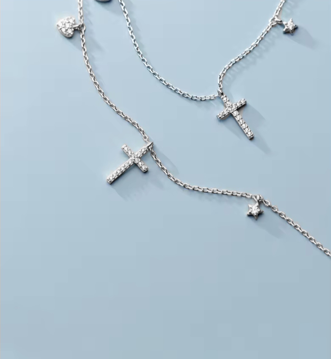 Сребърно колие с цирконий "Croce di Luce" - Image 6